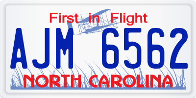 NC license plate AJM6562