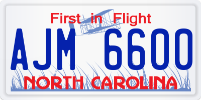 NC license plate AJM6600