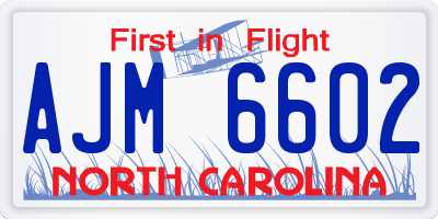 NC license plate AJM6602
