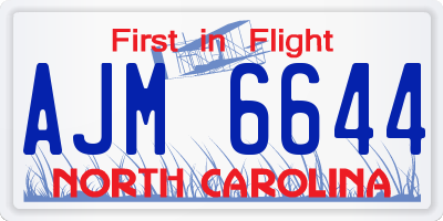 NC license plate AJM6644