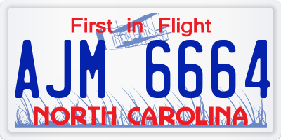 NC license plate AJM6664