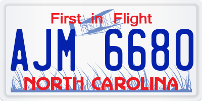NC license plate AJM6680