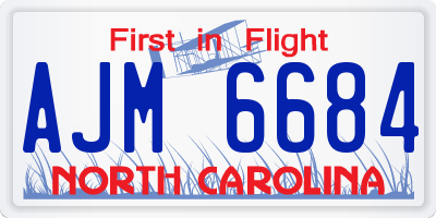 NC license plate AJM6684