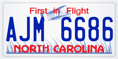 NC license plate AJM6686