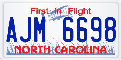 NC license plate AJM6698