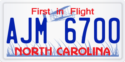 NC license plate AJM6700