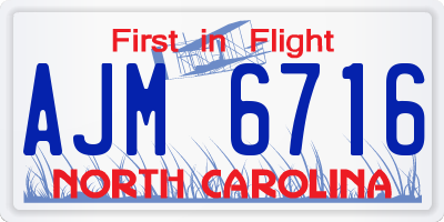NC license plate AJM6716
