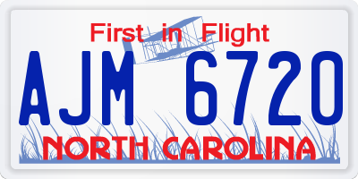 NC license plate AJM6720