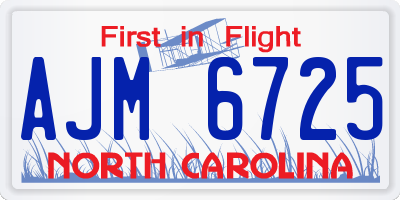 NC license plate AJM6725