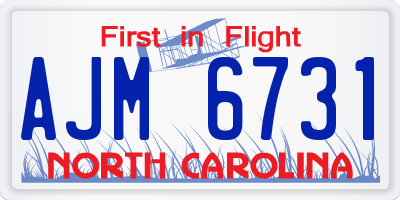 NC license plate AJM6731