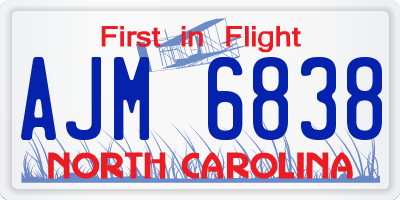 NC license plate AJM6838