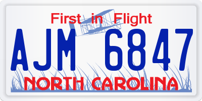 NC license plate AJM6847