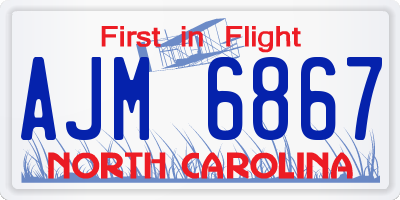 NC license plate AJM6867