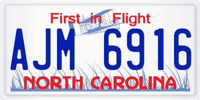 NC license plate AJM6916