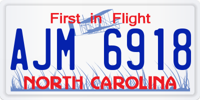 NC license plate AJM6918