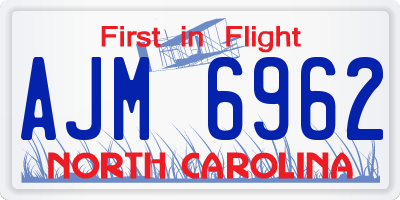 NC license plate AJM6962