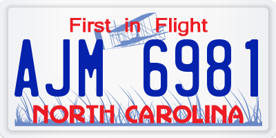 NC license plate AJM6981