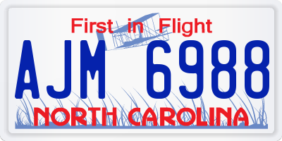 NC license plate AJM6988