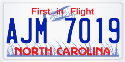 NC license plate AJM7019