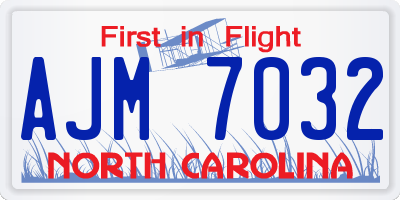 NC license plate AJM7032