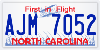 NC license plate AJM7052