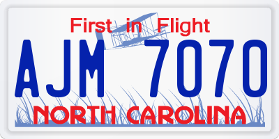 NC license plate AJM7070