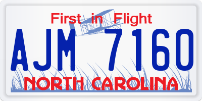 NC license plate AJM7160