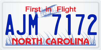 NC license plate AJM7172