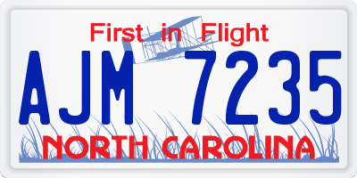 NC license plate AJM7235