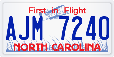 NC license plate AJM7240
