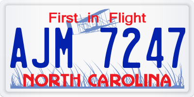 NC license plate AJM7247