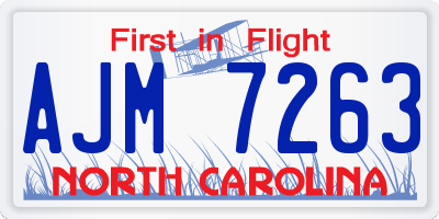 NC license plate AJM7263