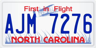 NC license plate AJM7276