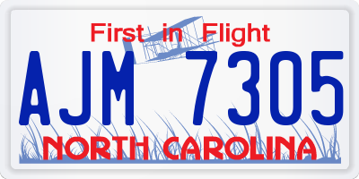 NC license plate AJM7305