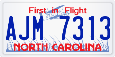 NC license plate AJM7313