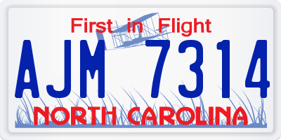 NC license plate AJM7314
