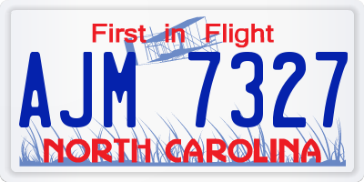 NC license plate AJM7327