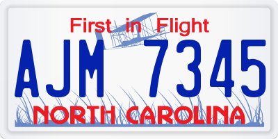 NC license plate AJM7345