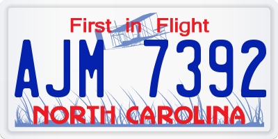 NC license plate AJM7392