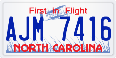 NC license plate AJM7416