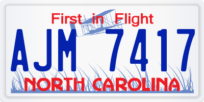 NC license plate AJM7417
