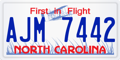 NC license plate AJM7442