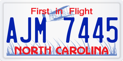 NC license plate AJM7445