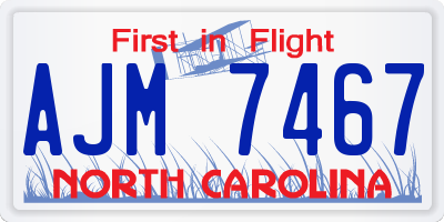 NC license plate AJM7467