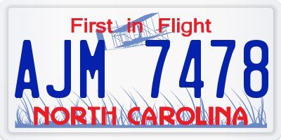 NC license plate AJM7478
