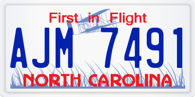NC license plate AJM7491