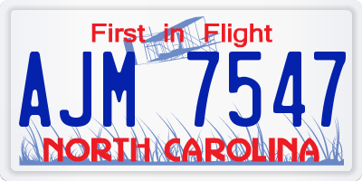 NC license plate AJM7547