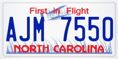 NC license plate AJM7550
