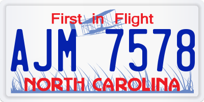 NC license plate AJM7578