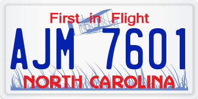 NC license plate AJM7601